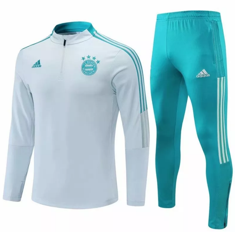 2021/22 Bayern Munich Grey Green Training Kits Sweatshirt with pants